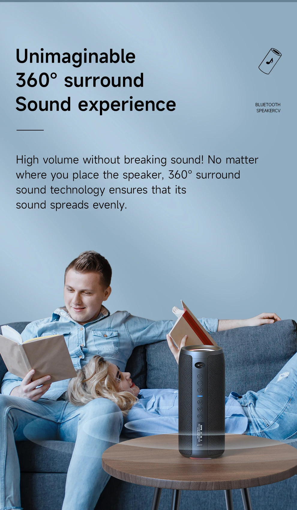 Enceinte Bluetooth haute puissance ZEALOT-S51PRO 40 W, basses stéréo 3D, portable et étanche IPX5, compatible TWS.