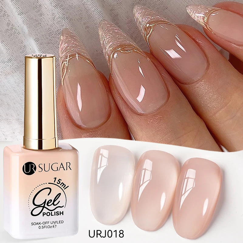 Vernis gel semi-permanent UR SUGAR 15 ml, couleur blanc laiteux translucide, effet gelée, UV, semi-permanent, pour nail art, à dissoudre. Dernière tendance.