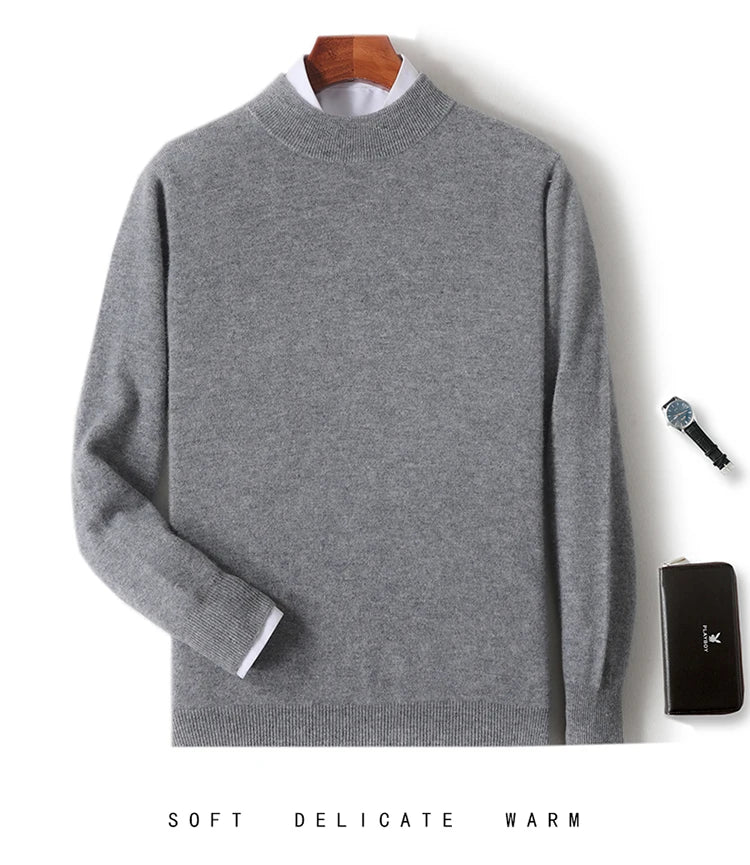 Pull 100 % laine mérinos pour femme, grande taille jusqu'à 5XL, col demi-lune, maille ample, manches longues, finitions cachemire.