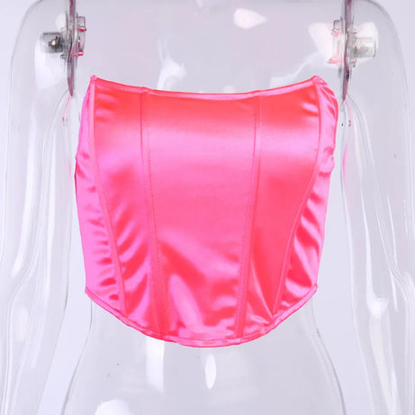 Débardeur sans manches à épaules dénudées, corset court sexy, sous-vêtements féminins, bustier dos nu uni