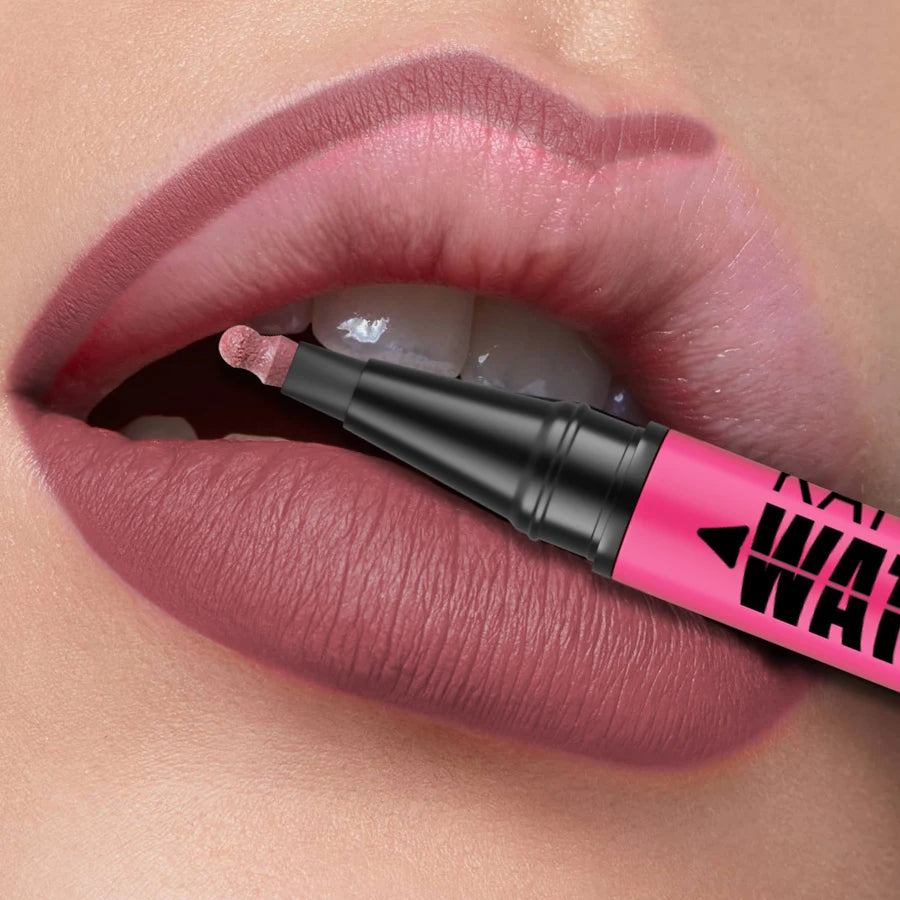 Crayon à lèvres liquide mat 12 couleurs, waterproof, effet repulpant, pour un contour des lèvres naturel et un maquillage contour des lèvres impeccable.