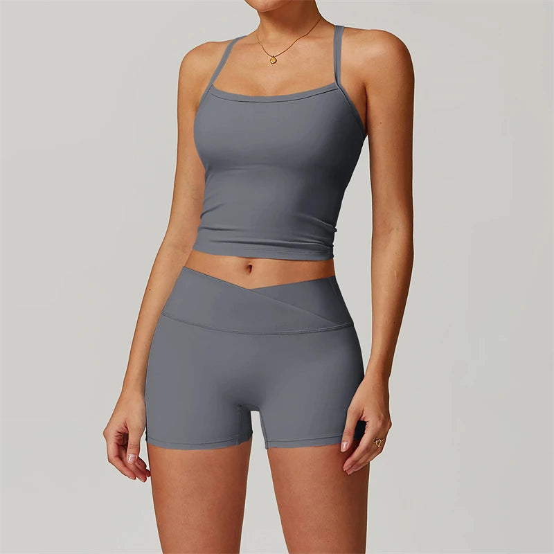 Ensemble de yoga 2 pièces pour femme, survêtement de sport, tenue de Pilates et fitness, soutien-gorge push-up et legging.