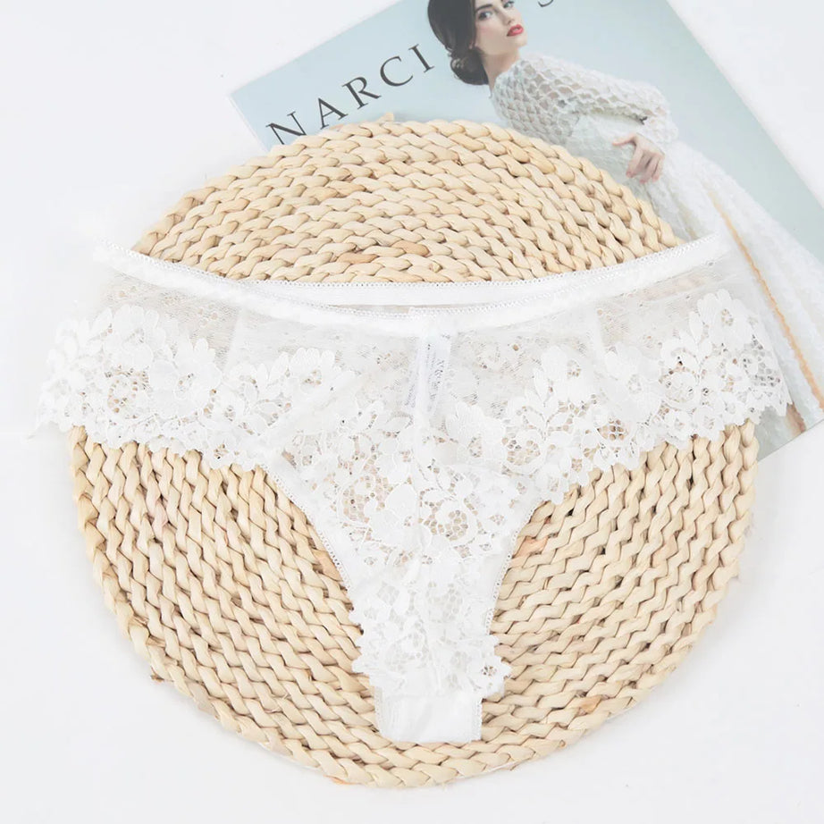 Culotte noire sexy en dentelle ajourée à motif floral, taille basse, sous-vêtements respirants, lingerie féminine