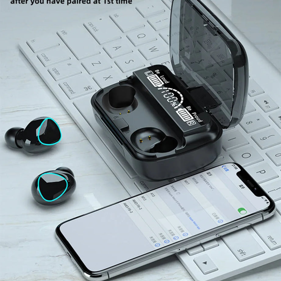 Nouveauté : Écouteurs sans fil M10, son parfait et haute qualité, idéaux pour le sport, les jeux et la musique. Écouteurs Bluetooth avec batterie externe.