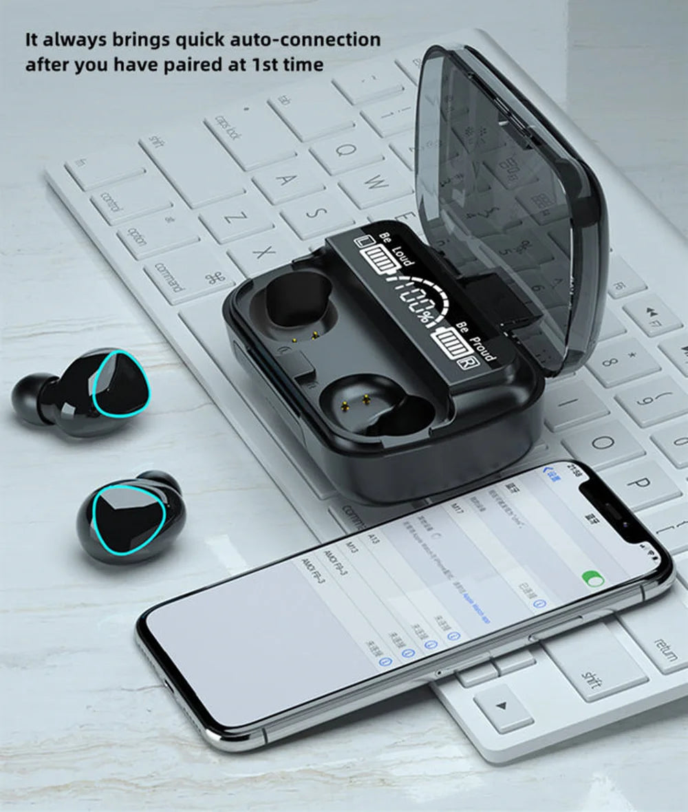 Nouveauté : Écouteurs sans fil M10, son parfait et haute qualité, idéaux pour le sport, les jeux et la musique. Écouteurs Bluetooth avec batterie externe.