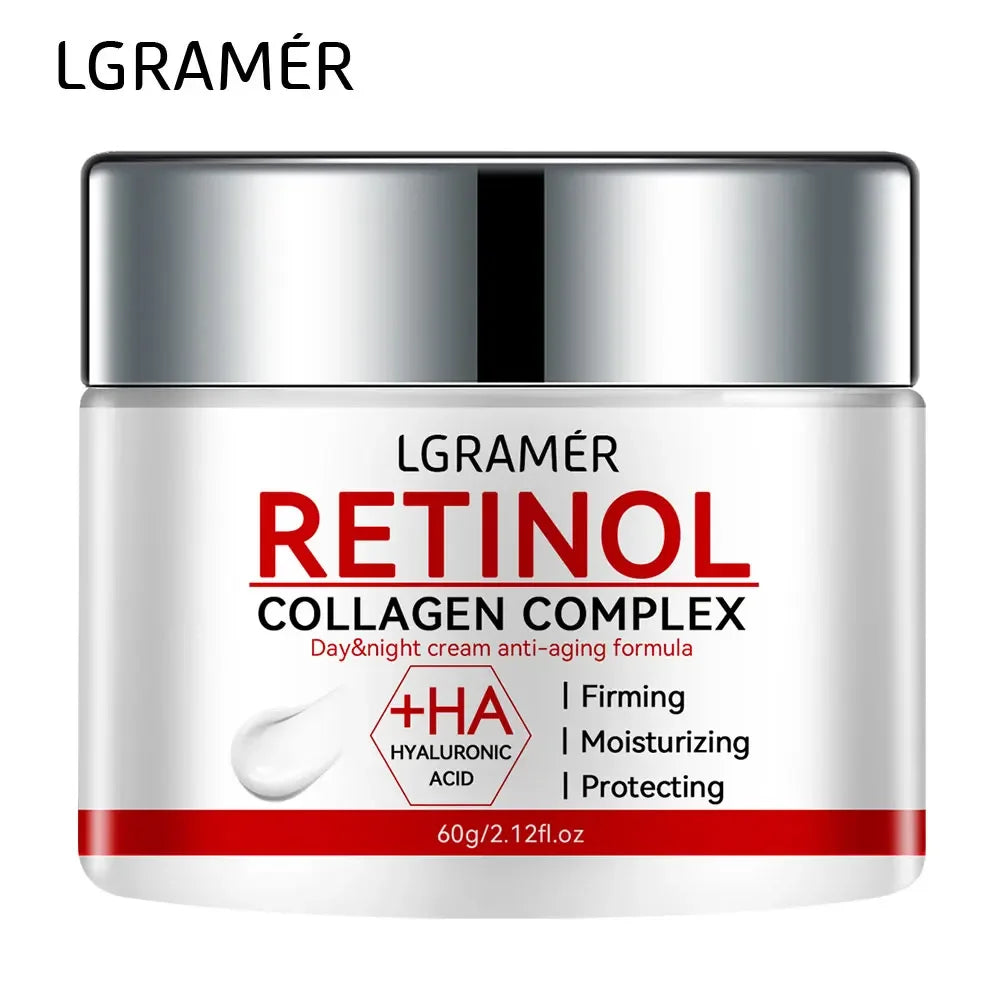 Crème liftante raffermissante au rétinol et au collagène pour lisser les rides et hydrater le visage. Produits éclaircissants et unifiants pour la peau.