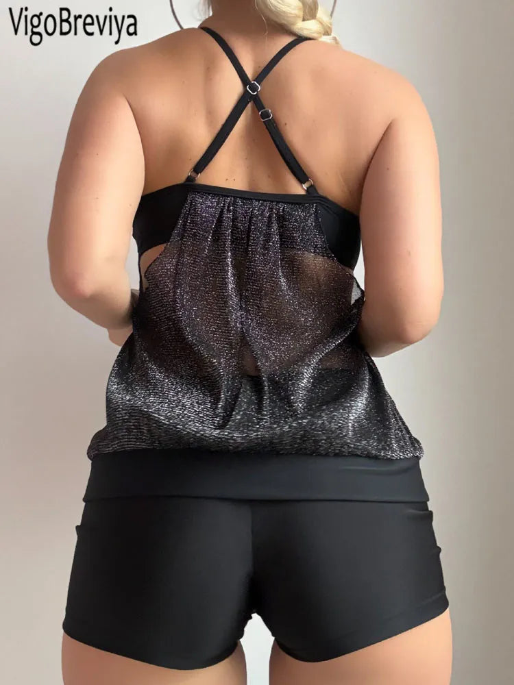 VigoBreviya 2025 Maillot de bain une pièce sexy en maille patchwork pour femme, tankini taille haute à bretelles, maillot de bain brésilien dos nu, maillot de bain de plage