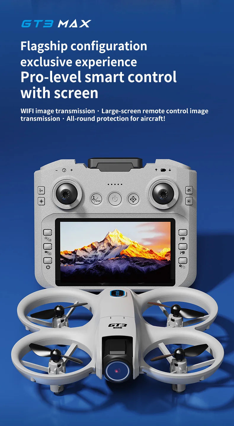 Drone GT3 MAX 2025 - 8K HD 4,3" - Télécommande - Mode sans tête - Hélicoptère - Flip 360° - Quadricoptère - Jouet - Mini drone - Cadeau pour enfant