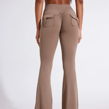 Pantalon de yoga taille haute à poches pour femme DIAS FIT JOY, effet push-up, séchage rapide, idéal pour la course, le sport et la salle de gym.