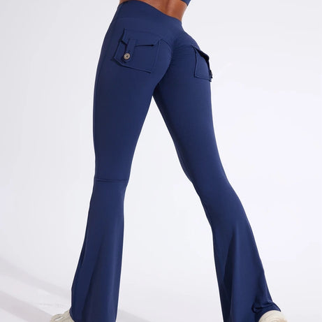 Pantalon de yoga taille haute à poches pour femme DIAS FIT JOY, effet push-up, séchage rapide, idéal pour la course, le sport et la salle de gym.