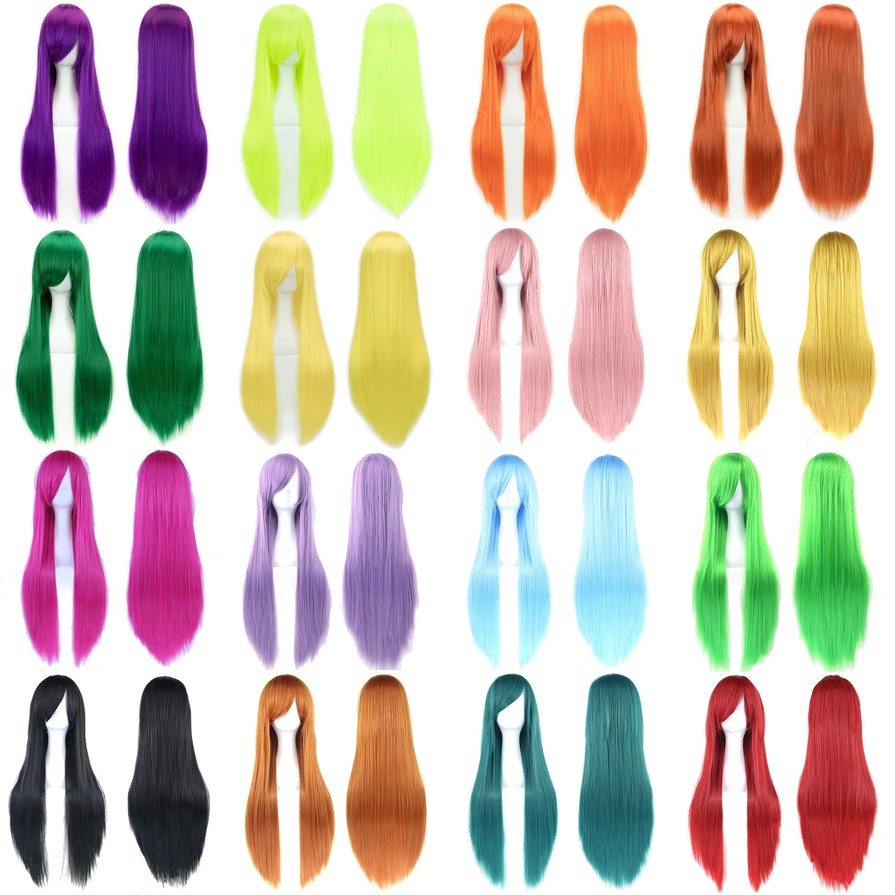 Perruque synthétique Soowee de 80 cm de long, blanche et violette, idéale pour le cosplay, les fêtes et les coiffures noires. Cheveux raides. Postiche pour femme.