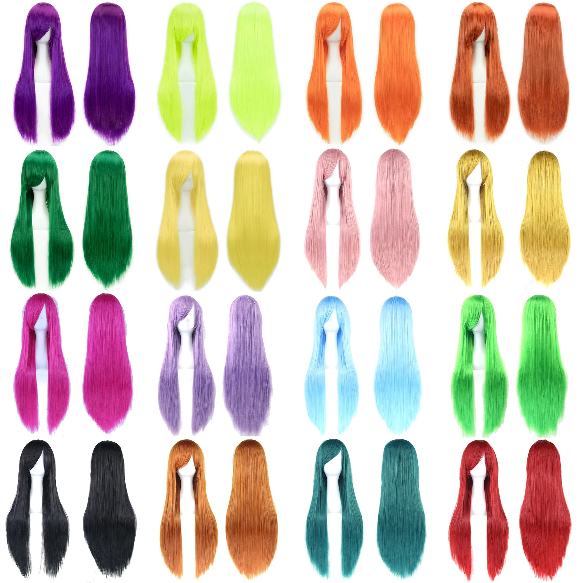 Perruque synthétique Soowee de 80 cm de long, blanche et violette, idéale pour le cosplay, les fêtes et les coiffures noires. Cheveux raides. Postiche pour femme.
