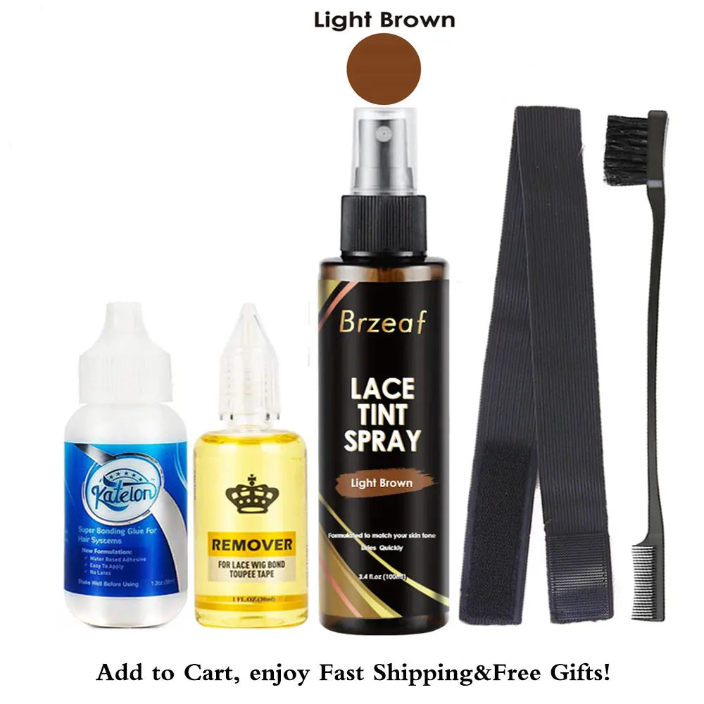 Colle imperméable pour perruques à lace front, 38 ml, colle liquide adhésive pour cheveux, bâtonnet de cire pour perruque, spray colorant pour dentelle, bande élastique fondante