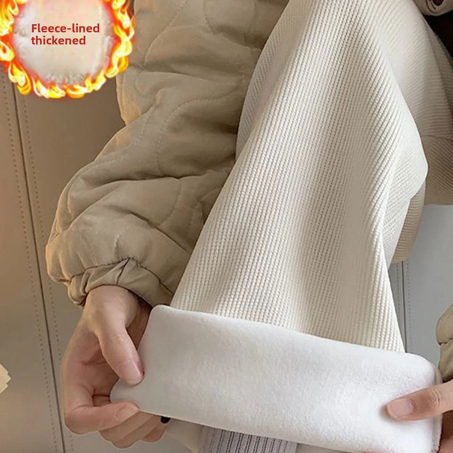 Pantalon polaire femme jambes larges, pantalon long d'hiver taille haute, coupe ample et décontractée