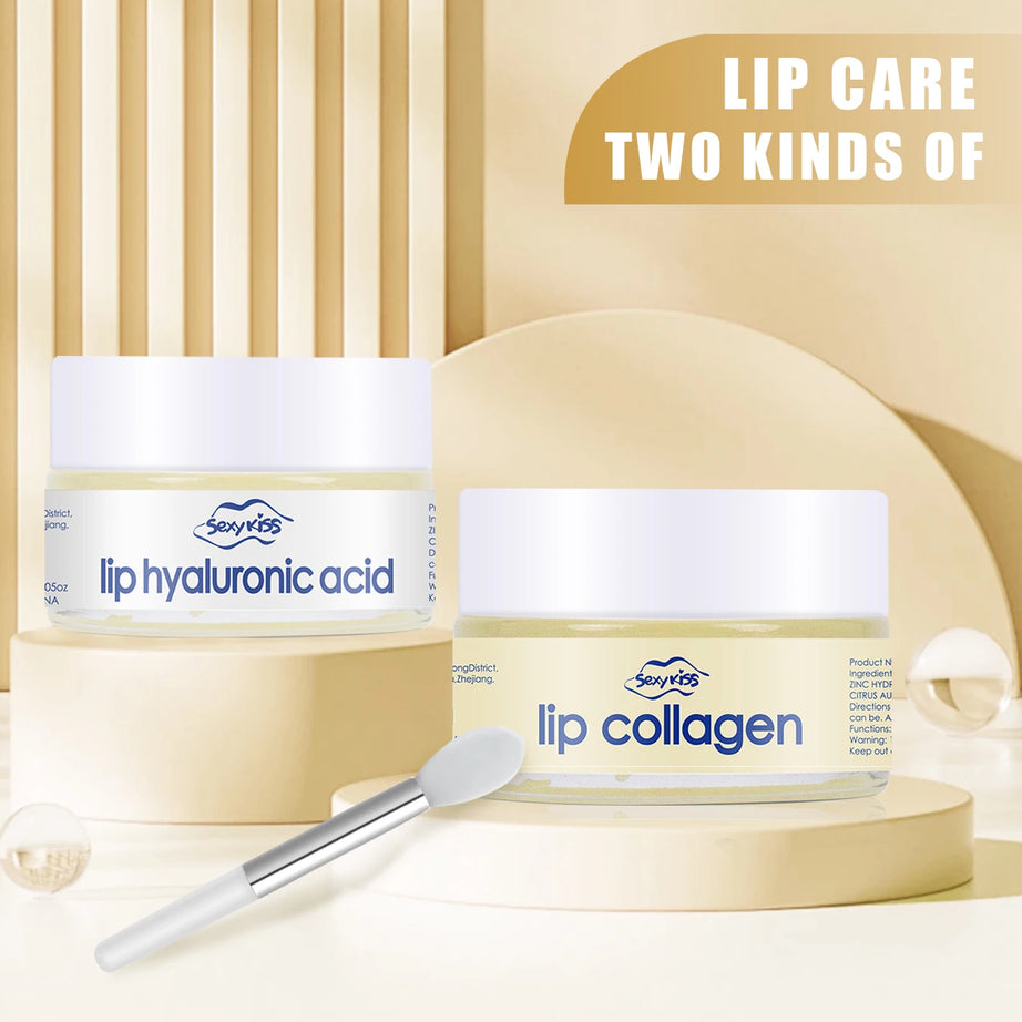 Masque de nuit pour les lèvres à l'acide hyaluronique et au collagène (20 g) : hydratation intense et longue durée, exfoliation, jour et nuit. Idéal comme cadeau.