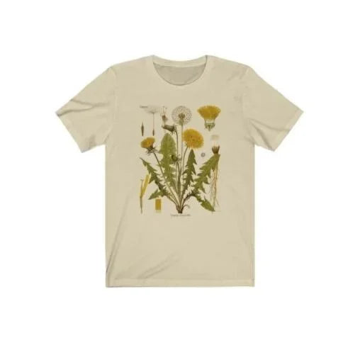 T-shirt graphique à motif botanique pissenlit, idéal pour la randonnée, imprimé botanique, manches courtes, en coton, coupe oversize, style Harajuku, pour femme