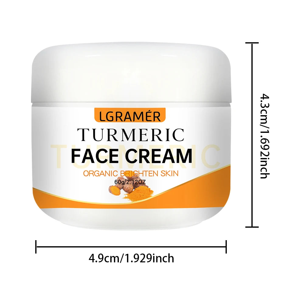 Crème visage éclaircissante au curcuma - Atténue les rides et ridules - Révèle un teint plus jeune et lumineux - Hydrate et soigne le visage