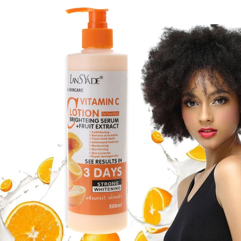 Lotion corporelle à la vitamine C, crème hydratante et nourrissante pour le corps, soin réparateur, anti-gerçures, éclaircissant et nourrissant.