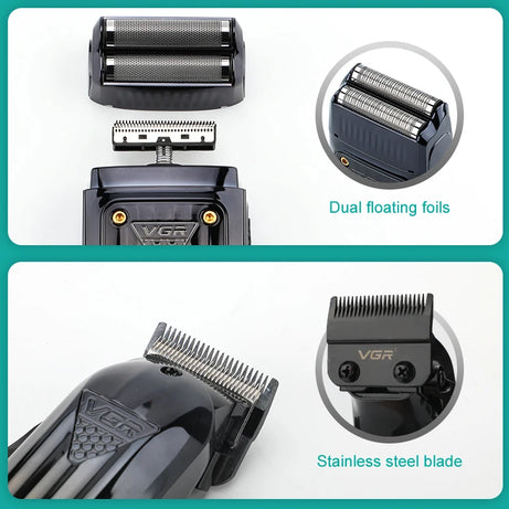 Tondeuse à cheveux électrique combinée VGR 644 avec dégradé, rechargeable, professionnelle, pour homme.