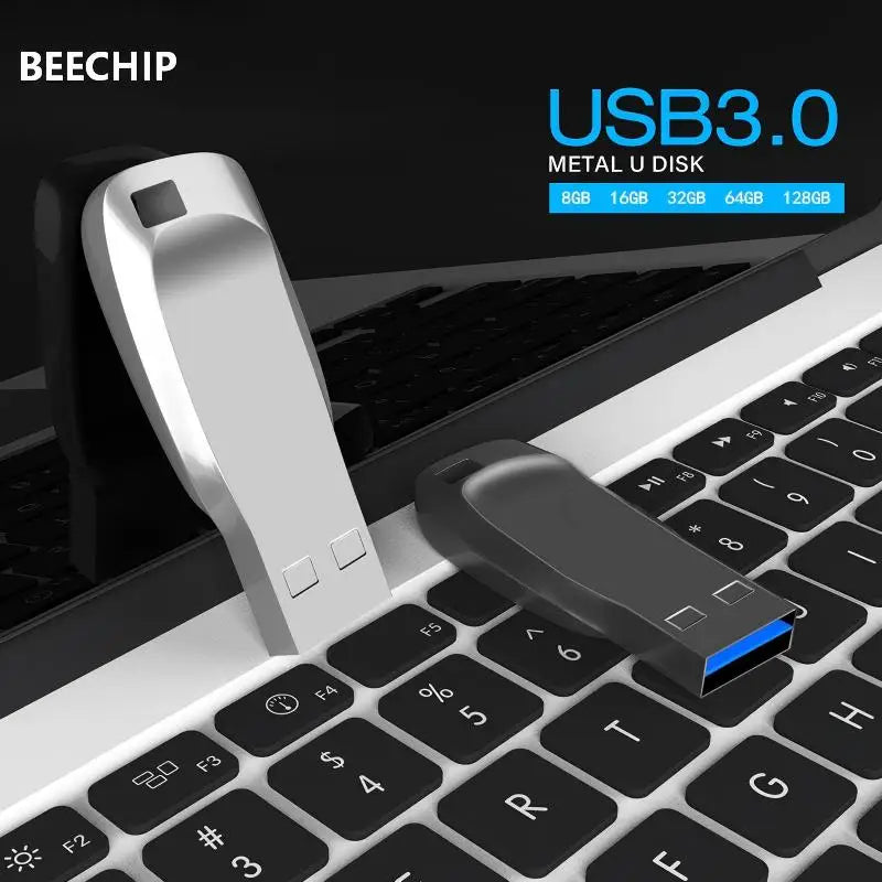 Clé USB 3.0 en métal haute vitesse, résistante et durable, disponible en plusieurs capacités : 128 Go, 64 Go, 32 Go, 16 Go et 8 Go.
