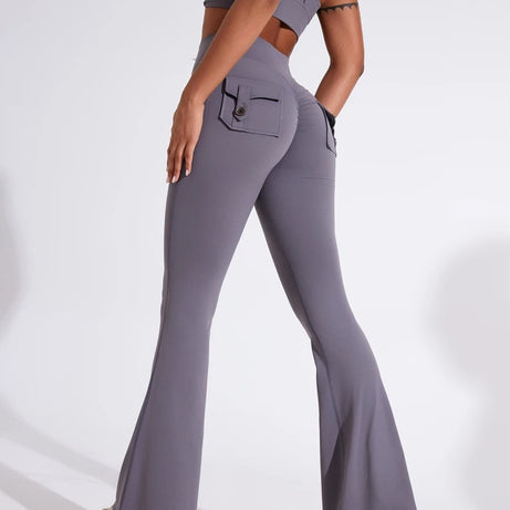 Pantalon de yoga taille haute à poches pour femme DIAS FIT JOY, effet push-up, séchage rapide, idéal pour la course, le sport et la salle de gym.