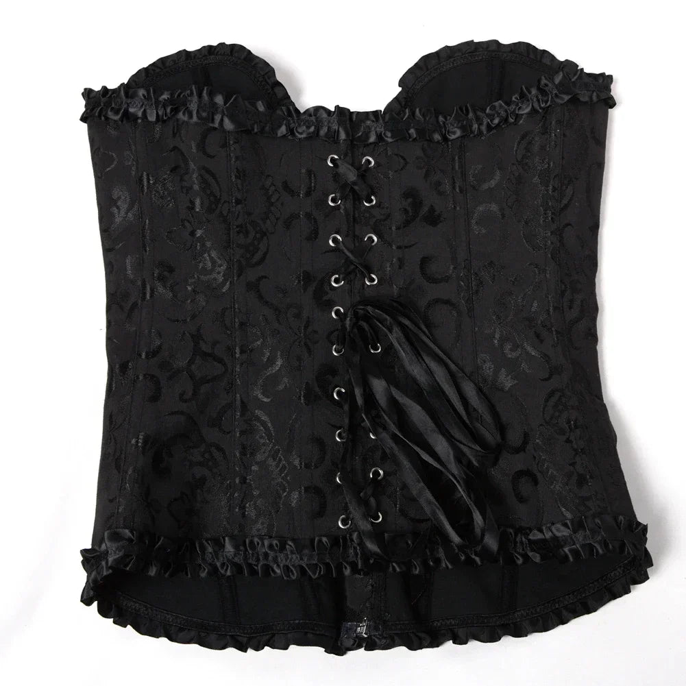 Bustiers et corsets sexy, hauts en dentelle florale pour femmes, corset vintage, corsets gothiques en satin jacquard à buste généreux