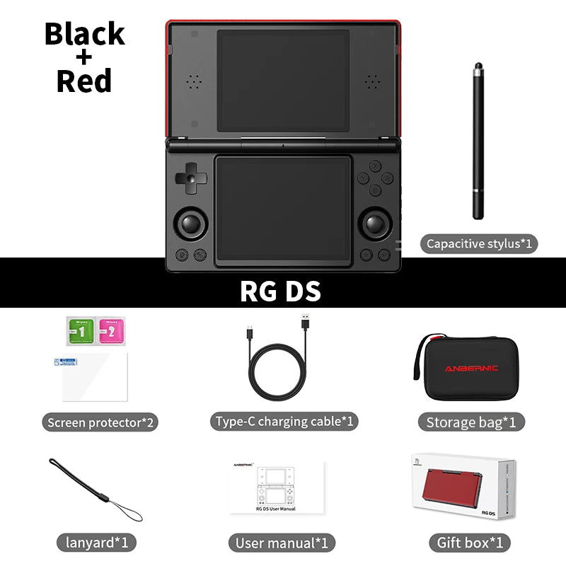 Console de jeux portable Anbernic RG DS, double écran IPS 4 pouces, Android, batterie 4000 mAh, lecteur de jeux vidéo à clapet, compatible avec le streaming Wi-Fi RixelHK