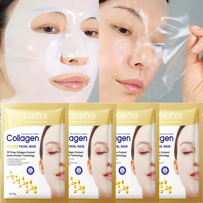 Lot de 10 masques faciaux anti-rides au collagène, anti-âge, atténue les ridules, raffermit la peau, hydrate et illumine le teint, cosmétique coréenne