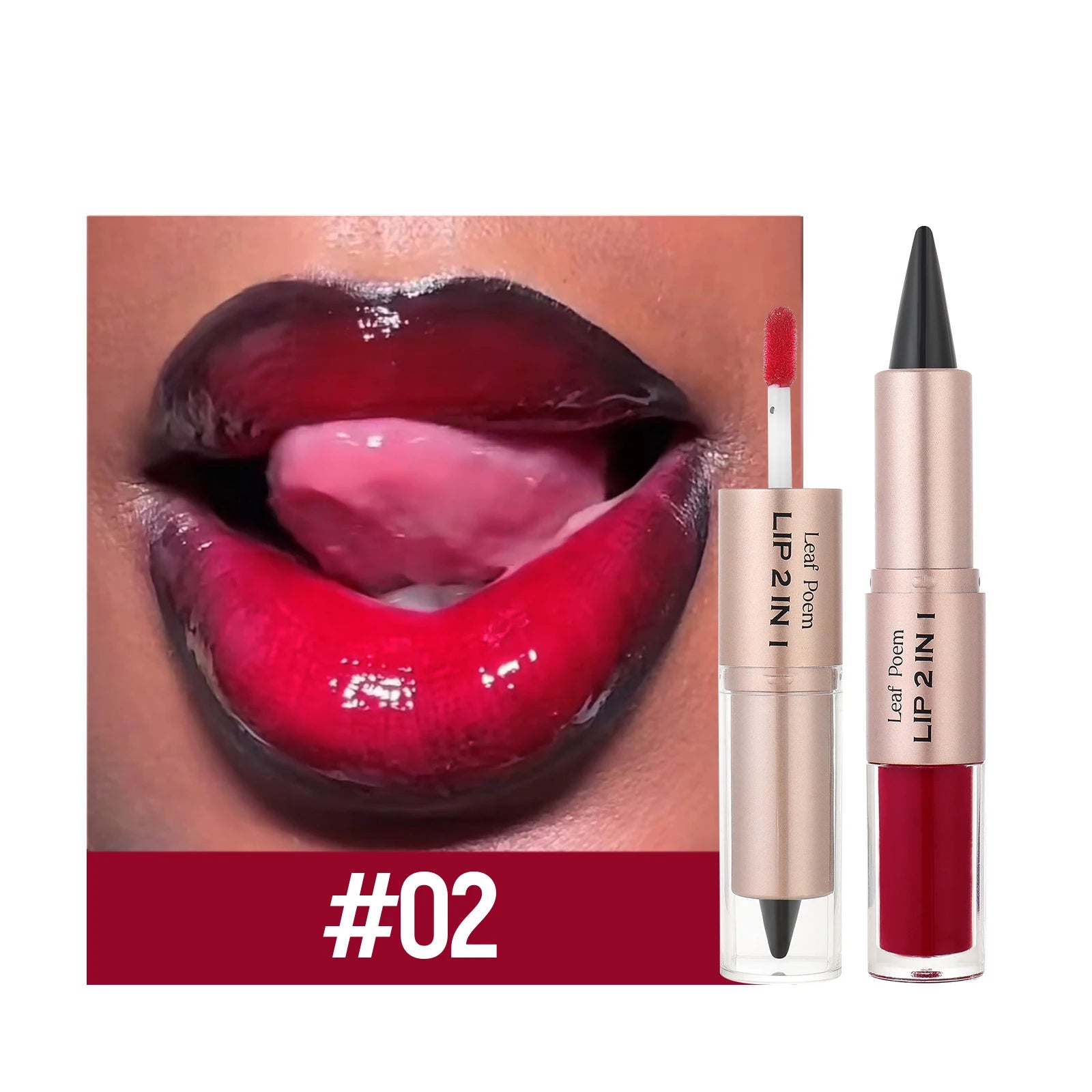 Crayon contour des lèvres noir et marron effilé, double embout miroir, effet repulpant, gloss cristal, maquillage pour des lèvres rouges sexy
