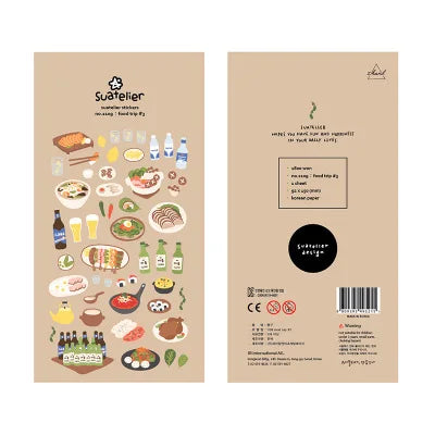 Autocollants Suatelier Foods, scrapbooking esthétique, jolis stickers pour carnets de voyage, décorations coréennes, agendas et fournitures de loisirs créatifs.