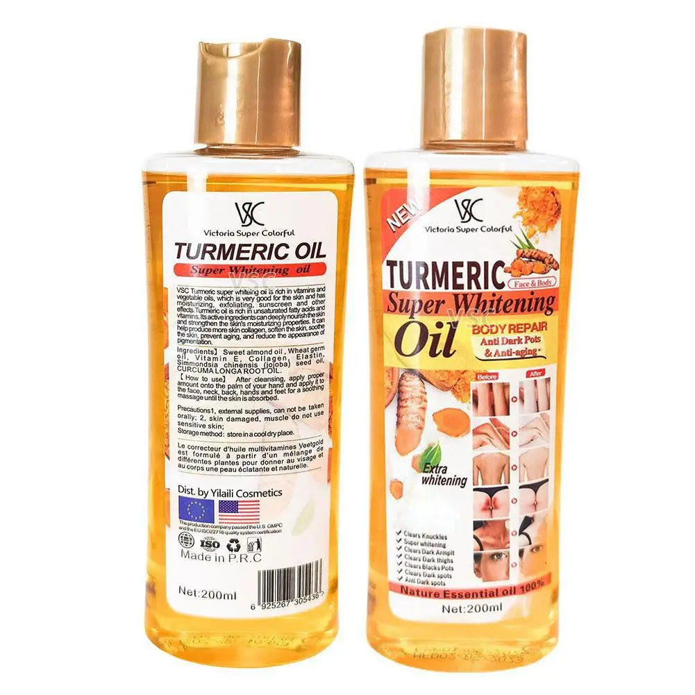 Huile essentielle de curcuma pour le visage et le corps, huile de massage hydratante pour diffuseur, aromathérapie, éclaircissante et lissante, soin du visage et du corps, 200 ml