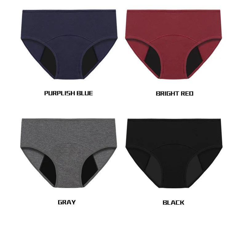 Lot de 3 culottes menstruelles pour femmes, anti-fuites, en coton, absorbantes, physiologiques, pour les règles.