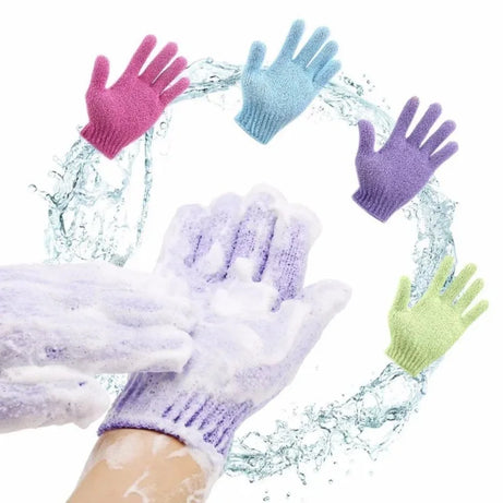 Lot de 2 gants exfoliants pour le bain, avec éponge de massage résistante pour le corps, pour laver et hydrater la peau.