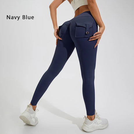 Pantalon de yoga en nylon DIAS FIT JOY, avec poches arrière, effet push-up, respirant et sans coutures apparentes.