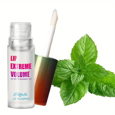 Huile repulpante pour les lèvres gingembre et menthe (1/2 pièce) : sérum volumisant pour des lèvres plus lisses et pulpeuses, pour un look jeune et sexy.