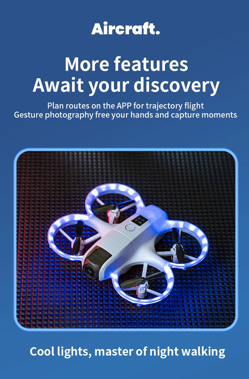 Nouveau mini drone H135 WIFI FPV Hover, caméra 4K professionnelle, lumières colorées, drone RC pliable, quadricoptère, jouet RC, cadeau