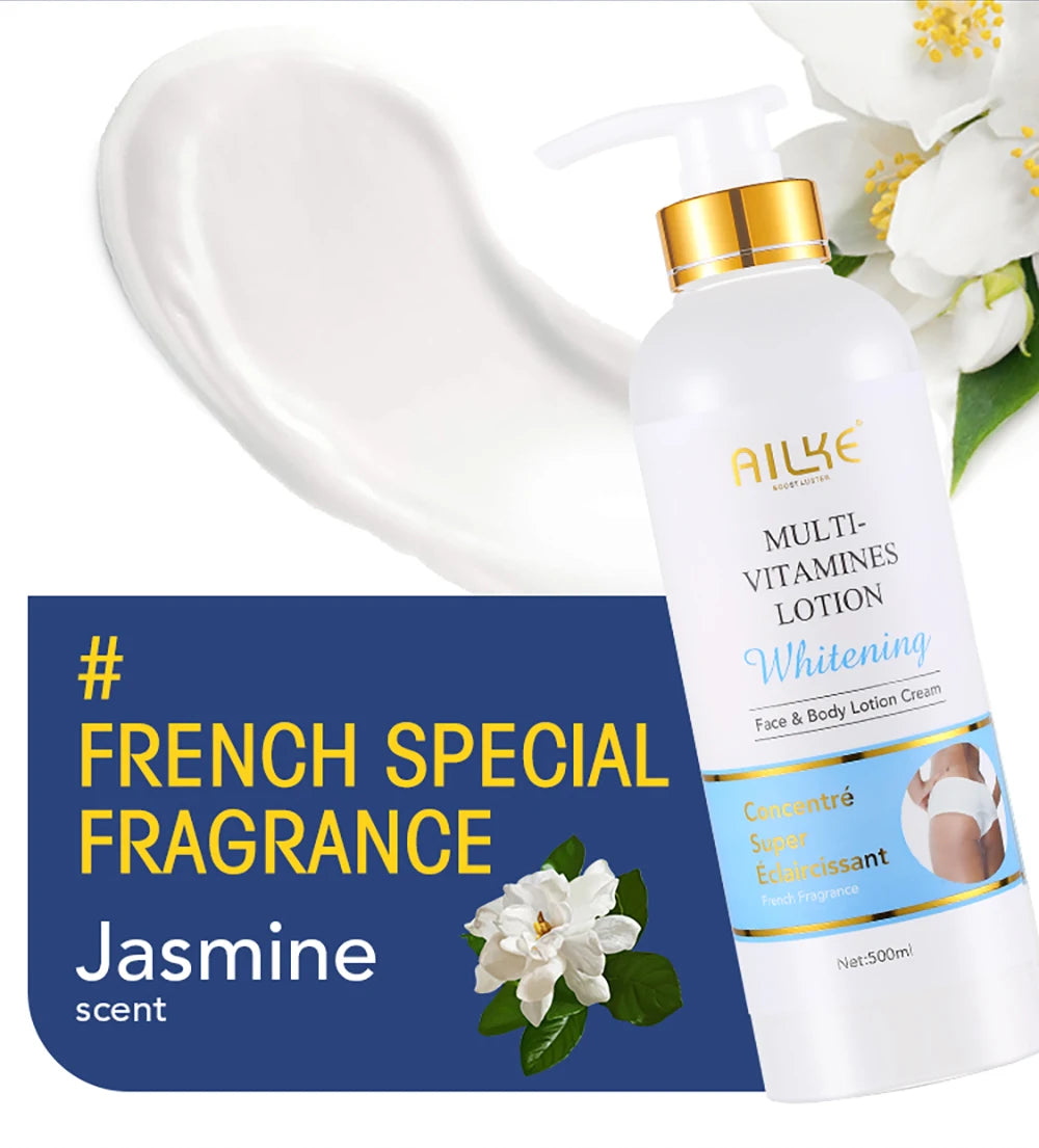 Kit de soins éclaircissants multivitaminés naturels AILKE : hydrate, unifie le teint, atténue les taches brunes et blanches, nettoie et lisse la peau.
