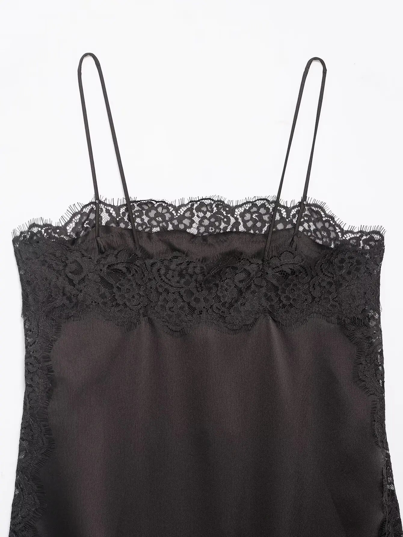Chemisier à bretelles en satin doux et dentelle sexy Zevity 2026 pour femme, style décontracté, idéal pour les soirées et les clubs (LS9477)