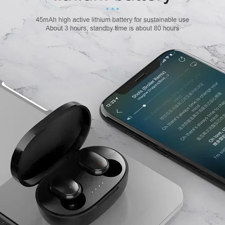 Écouteurs Bluetooth TWS sans fil avec microphone et réduction de bruit, compatibles avec les smartphones (modèle A6S).