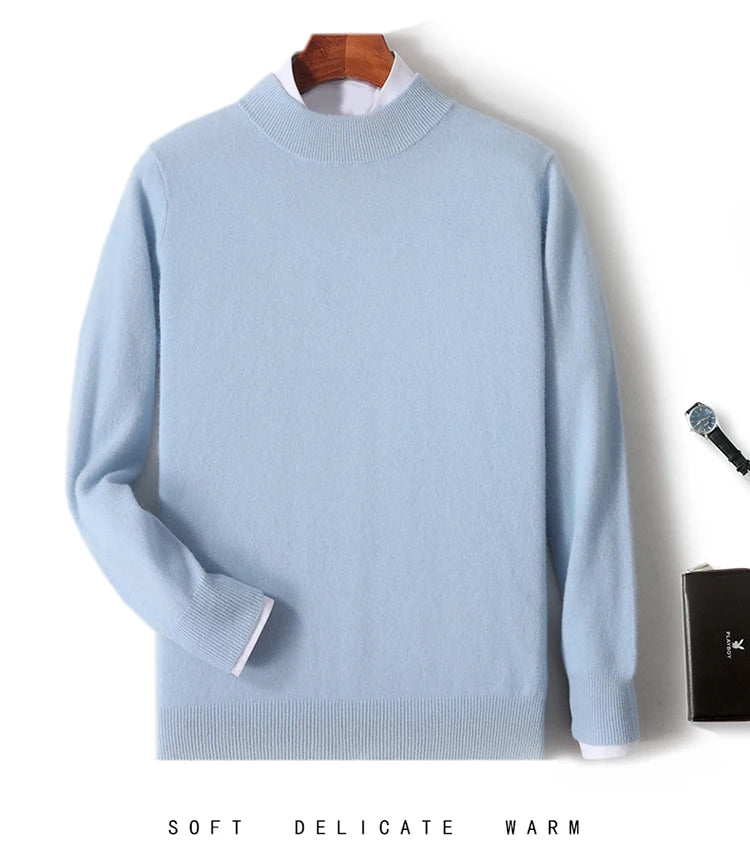 Pull 100 % laine mérinos pour femme, grande taille jusqu'à 5XL, col demi-lune, maille ample, manches longues, finitions cachemire.