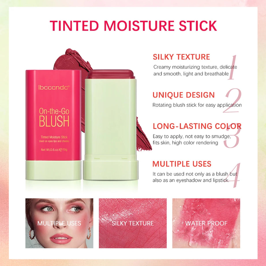 Blush Stick Fonctionnel Maquillage Facile à Colorer Rouge Crème Blush Waterproof Haute Rendu de Couleur Éclat du Teint