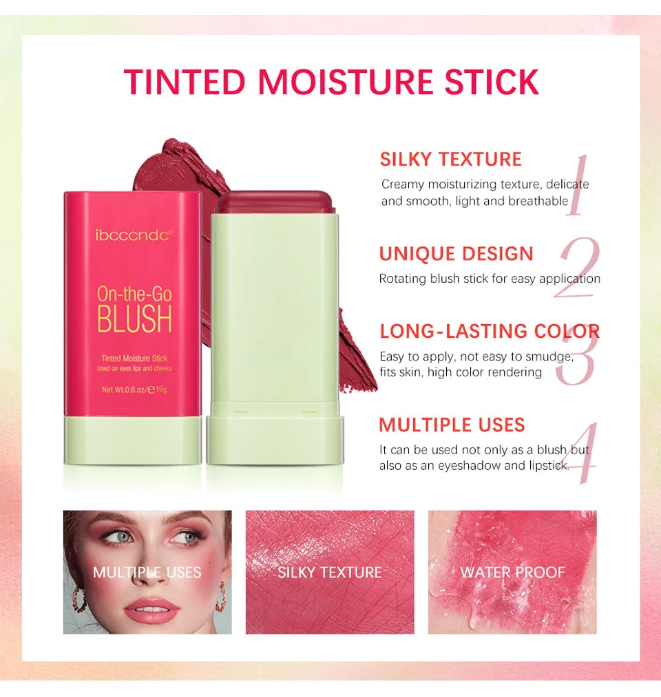 Blush Stick Fonctionnel Maquillage Facile à Colorer Rouge Crème Blush Waterproof Haute Rendu de Couleur Éclat du Teint