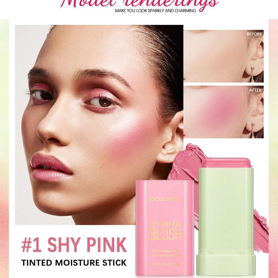 Blush Stick Fonctionnel Maquillage Facile à Colorer Rouge Crème Blush Waterproof Haute Rendu de Couleur Éclat du Teint