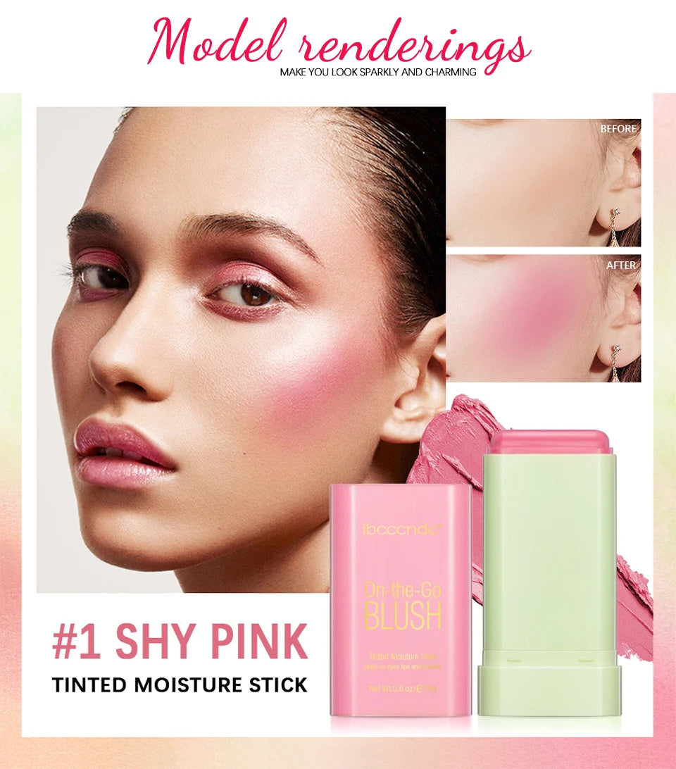 Blush Stick Fonctionnel Maquillage Facile à Colorer Rouge Crème Blush Waterproof Haute Rendu de Couleur Éclat du Teint