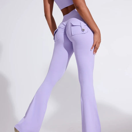 Pantalon de yoga taille haute à poches pour femme DIAS FIT JOY, effet push-up, séchage rapide, idéal pour la course, le sport et la salle de gym.