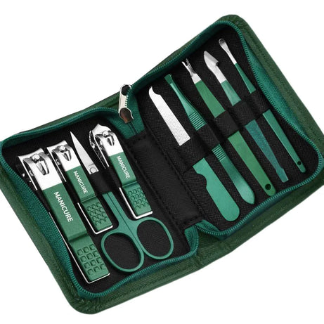 Kit de manucure et pédicure professionnel 6/9 pièces en acier inoxydable avec coupe-ongles et étui de voyage.