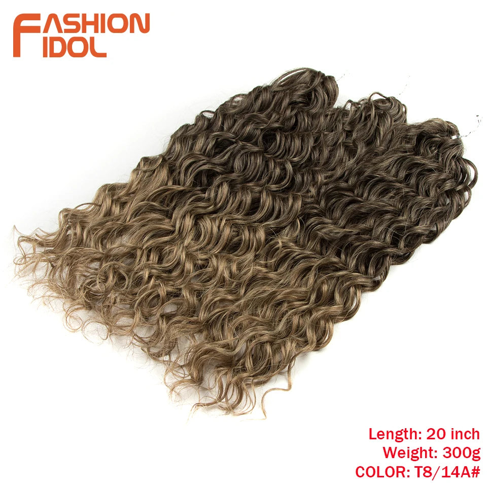 Extensions de cheveux bouclés FASHION IDOL, ondulations profondes, torsades, 50 cm, blond ombré, crochet synthétique.