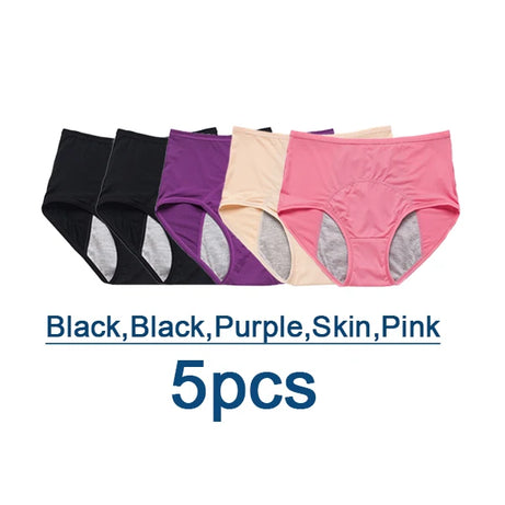 Lot de 5 culottes menstruelles anti-fuites pour femmes, sous-vêtements menstruels sexy, culottes physiologiques imperméables et coupe menstruelle.
