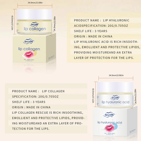Masque de nuit pour les lèvres à l'acide hyaluronique et au collagène (20 g) : hydratation intense et longue durée, exfoliation, jour et nuit. Idéal comme cadeau.