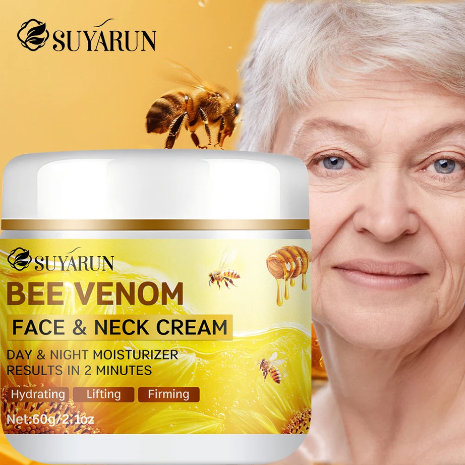 SUYARUN Crème Visage Anti-Âge au Collagène et Venin d'Abeille | Hydratant Raffermissant et Liftant | Réduction des Rides | Hydratation 24H.